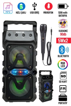 Bluetooth-Lautsprecher, Party-Lautsprecher, Karaoke-Mikrofon, Geschenk, beleuchtetes Soundbomb-Radio mit USB-SD-Eingang, 1096 Karaoke-Lautsprecher - 1