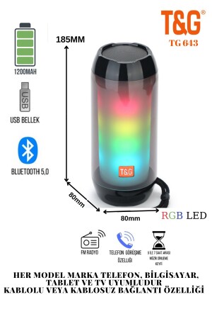 Bluetooth-Lautsprecher, tragbar, kabellos, Soundbombe, Rot, FM-Radio, Aux, SD-Karte, USB-Anschluss, Hpx-tg11301 - 3