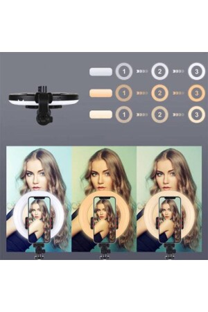 Bluetooth Tripodlu Canlı Yayın Seti 6.3 Inch 16cm Selfy Işığı 1200 Mah 3farklı Ton Selfy 33542-black - 3