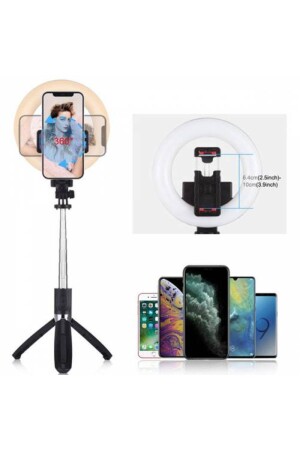 Bluetooth Tripodlu Canlı Yayın Seti 6.3 Inch 16cm Selfy Işığı 1200 Mah 3farklı Ton Selfy 33542-black - 5