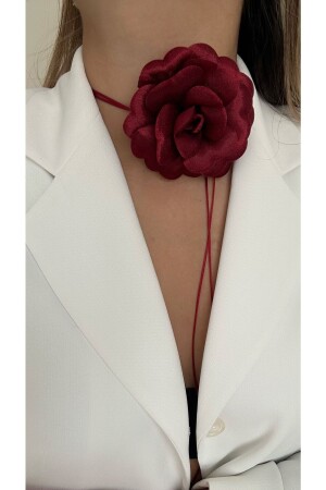 Blumen-Halsband mit Schnürung aus Stoff, Rosen-Halskette - 1