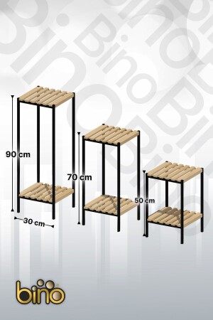 Blumentopf 3er Set Holz Blumentopf Deko Luxus Gartenmöbel Blumentopf Ständer Garten Balkon Regal S55 - 8