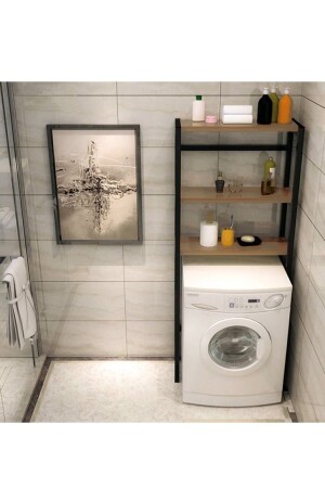 Bmk Group - Çamaşır Makinesi Üstü Düzenleyici Raf Banyo Dolabı Rafı Makine Üstü Dolap Raf Ceviz BMK001 - 1