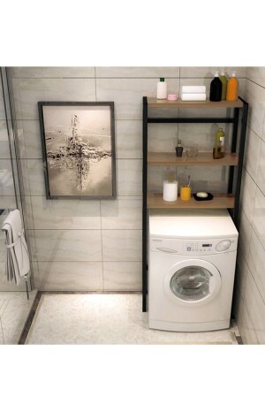 Bmk Group - Çamaşır Makinesi Üstü Düzenleyici Raf Banyo Dolabı Rafı Makine Üstü Dolap Raf Ceviz BMK001 - 2