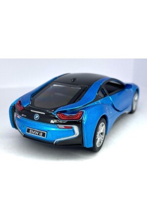 Bmw I8 - Çek Bırak 5 Inch Lisanslı Model Araba Oyuncak Araba 1:36 Mavi KT5379D - 2