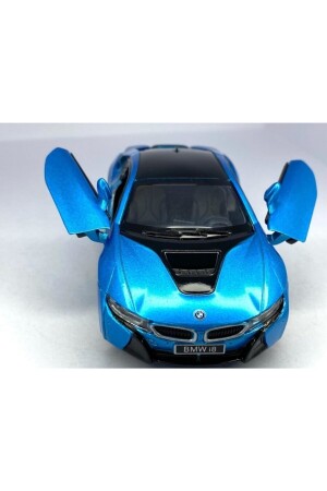 Bmw I8 - Çek Bırak 5 Inch Lisanslı Model Araba Oyuncak Araba 1:36 Mavi KT5379D - 3
