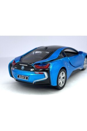 Bmw I8 - Çek Bırak 5 Inch Lisanslı Model Araba Oyuncak Araba 1:36 Mavi KT5379D - 4