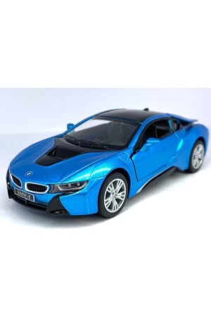 Bmw I8 - Çek Bırak 5 Inch Lisanslı Model Araba Oyuncak Araba 1:36 Mavi KT5379D - 1