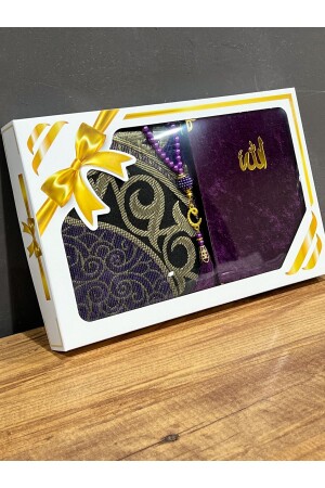 Bohçalık Tafta Saçaklı Mor Seccade- Yasin- Tesbih Seti - Ayhanhome