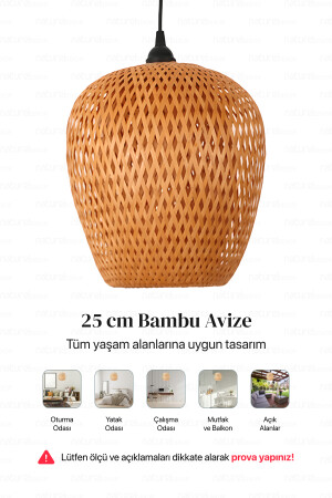 Bohem Bambu Boja Pendant Sarkıt Avize Lamba 25 Cm - Iskandinav, Modern, Bohem, Rattan Aydınlatma NHBJP25 - 6