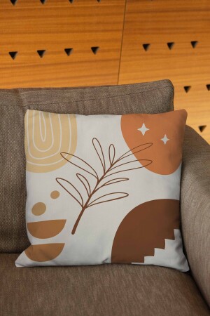 Bohem Flat Art Design Boho Style Kahverengi Krem Renklerde 4'lü Dijital Baskılı Kırlent Kılıfı - 3