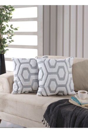 Bohem Geo 2 Li Grey Dekoratif Kırlent Kılıfı Yastık Kılıfı 44x44 Cm - 1