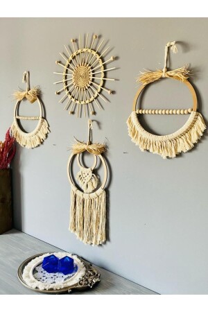 Bohem Makrome Duvar Dekorasyon Ürünü 4’lü Set - Kattuna