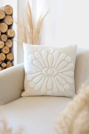 Bohem Özel Tasarım Punch Panç Desen Dekoratif Kırlent Kılıfı Boho Krem - Hamur