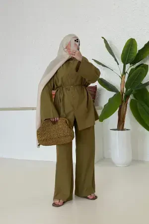 Bohem Premium Keten Takım Yağ Yeşili - Nuuwears