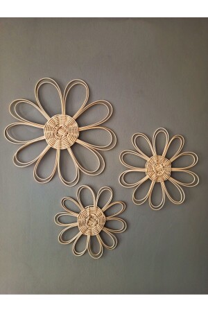 MNZ-Bohemian راتان بامبو Wicker جدار سلة / الزينة 3 قطع. - Staphome