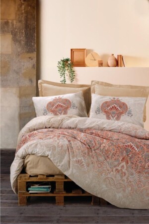 Bohemian-Bettbezug-Set für Doppelbett, Loreta, Beige, nd_8680108055878 - 1