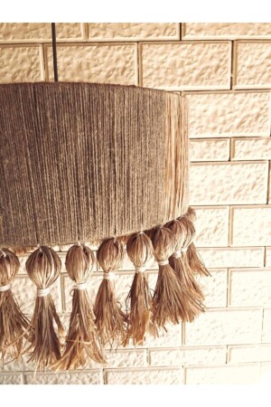 Bohemian Lighting Jute-Rafia-umwickelter Raffia-Quasten-Kronleuchter 22AVZMKP023 - 5