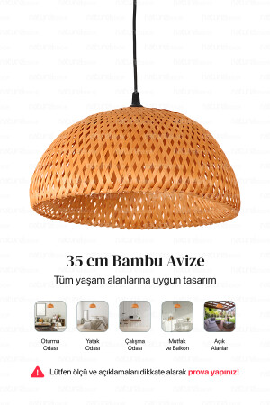 Böhmische Bambus-Boja-Anhänger-Kronleuchterlampe 35 cm – skandinavische, moderne, böhmische Rattan-Beleuchtung NHBJP35 - 6