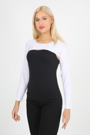Bolero Düz Beyaz Kadın Tesettür Içe Giyilen Beyaz Uzun Kol Bolero - 2