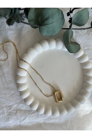 BOMBELİ D HARFLİ ÇELİK KOLYE - Aslı Jewelry