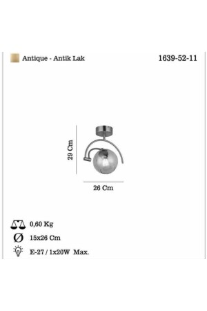 Bome Teklı Antık Lak Plafonyer 1xe27 HT930 - 7