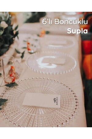 Boncuklu Supla Servis Sunumluk Plastik 6 Adet - Arvale