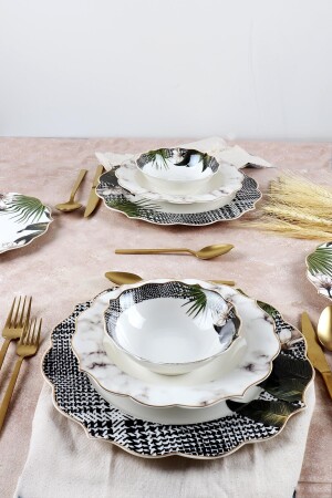 Bone China Porselen 24 Parça 6 Kişilik Yemek Takımı - Ithal HMNV2988-AR - 6