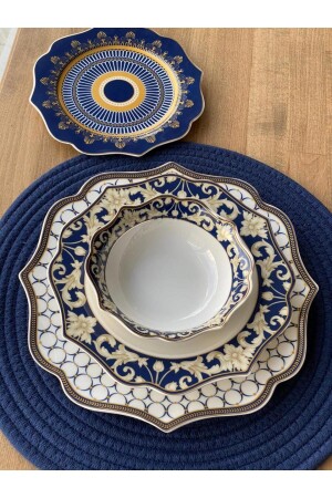 Bone China Porzellan Blauer Ring 24-teiliges Tafelservice Ekselans 50 EKSELANS-50 - 3