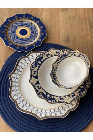 Bone China Porzellan Blauer Ring 24-teiliges Tafelservice Ekselans 50 EKSELANS-50 - 5