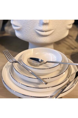 Bone Porselen Silver 6 Kişilik Yemek Takımı 24 Parça Aym115 - Decovien