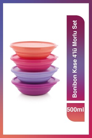 Bonibon Kase 4'lü Morlu Set 500 Ml Tupper233 - 1