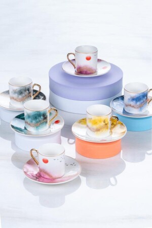 Bonita Set mit 6 frühlingsfarbenen Porzellan-Kaffeetassen 0051 PORJ-009626/12YTY - 2