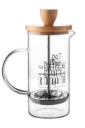 Borasilikat Cam Lüx 350 ml Bambu Kapaklı French Press Bitki Çay Demleme BLS-BFP-350 - 2