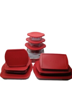 MNZ-Borcam 9 قطعة حمراء مغطاة المعدة مجموعة 59024/034/854/124/006/864/001/123/133 MG-9PRÇ-ÇYZ - Paşabahçe