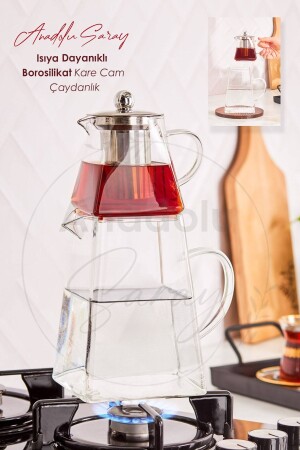 مقلاة شاي من الزجاج المقاوم للدفء من Borosilicate Square Glass - Anadolu Saray Çarşısı