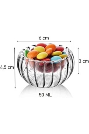 Borosilikat Çizgili Çift Cidarlı 6'lı Mini Sosluk Şekerlik Çerezlik İkramlık Sunumluk Kase - 8