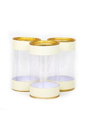 Boş Silindir Asetat Kutu Krem (18×10) - İkranur