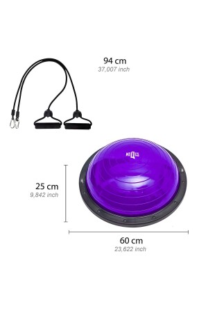 Bosu Ball Yarı Pilates Topu Sıkılaştırma Denge Aleti 60 Cm Direnc Lastikli Pompa Hediyeli - 3