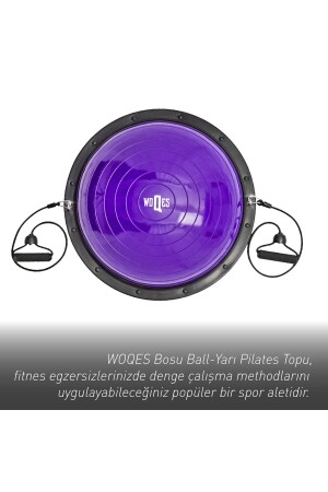 Bosu Ball Yarı Pilates Topu Sıkılaştırma Denge Aleti 60 Cm Direnc Lastikli Pompa Hediyeli - 5