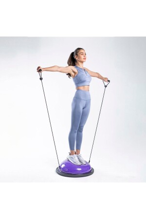 Bosu Ball Yarı Pilates Topu Sıkılaştırma Denge Aleti 60 Cm Direnc Lastikli Pompa Hediyeli - 6