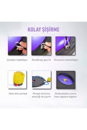 Bosu Ball Yarı Pilates Topu Sıkılaştırma Denge Aleti 60 Cm Direnc Lastikli Pompa Hediyeli - 9