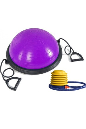 Bosu Topu Çekme Direnç Lastikli Bosu Ball Denge Egzeriz Ve Pilates Topu - Pompa Bosuball Mor - 1