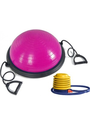 Bosu Topu Çekme Direnç Lastikli Bosu Ball Denge Egzeriz Ve Pilates Topu - Pompa Bosuball Pembe - 5