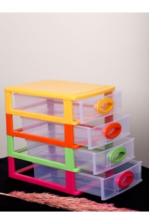 Box mit Schubladen, 4 Ebenen, Postregal, Aufbewahrungsschublade, Kunststoff, TRNDL-irk-dw115 - 1