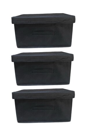 Box-Organizer, Box-Aufbewahrungstasche, Mehrzweckbox, Organizer mit Deckel, 3-teilige schwarze Box - 1