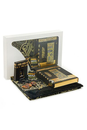 Boxed Hajj Umrah Geschenk Mevlit Gebetsteppich-Set – Koran – Gebetsperlen – Datum – Kaaba-Duft – Essenz - 2