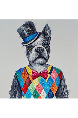 Boxer Dog Kanvas Tablo 80x80 cm BXERDOG0128 - 5