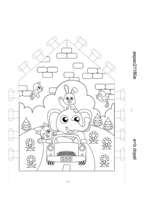 Boyama Evi Pastel Boya - Çocuk Çadır - Karton Oyun Evi - Eğitici Oyuncak boyev01 - 6