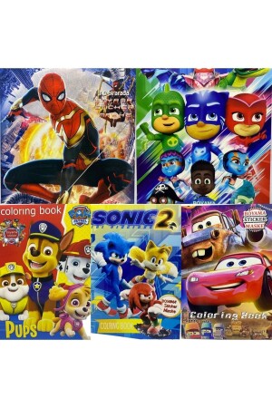 Boyama Kitabı Pijamaskeliler Paw Patrol Sonic Cars Şimşek Mcqueen Örümcek Adam Boyama Kitap 5’li Set TYC00739525143 - afreyz oyuncak